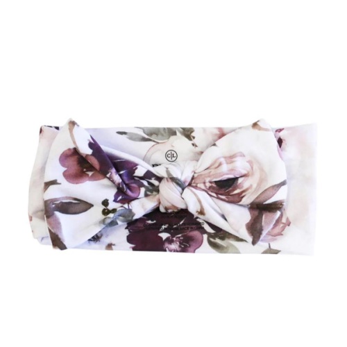 Demi's Dusty Purple Floral Large Bow Headwrap