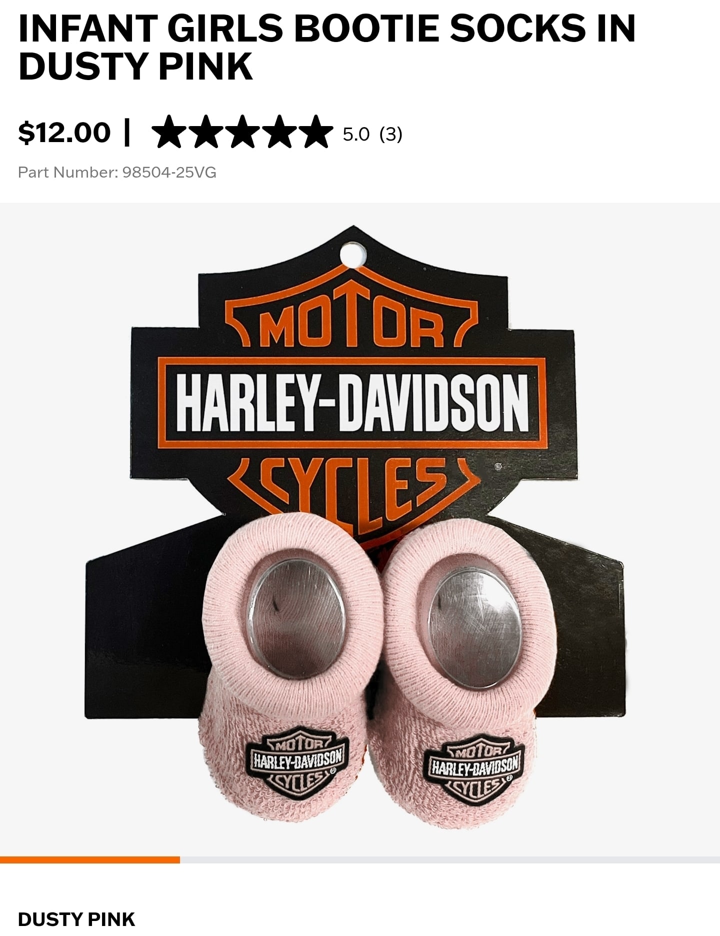 Infant Girls Bootie Socks in Dusty Pink | Harley-Davidson USA