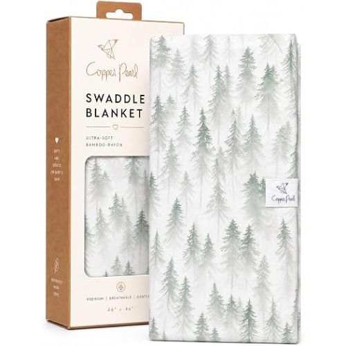 Copper Pearl Swaddle Blankets for Newborns | Soft Stretchy Receiving Blankets for Boys and Girls | Large 46 x 46 Inch Baby Blankets | Lightweight and Breathable Swaddles | Evergreen