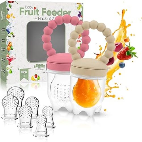 O’doe Baby Fruit Feeder | Baby Food Feeder Pacifier with 1 Feeder and 3 Nipples | BPA-Free, Food-Grade Baby Feeder and Fruit Teether for Babies 12+ Months | Weaning Dummy Fruit Nibbler for Infants
