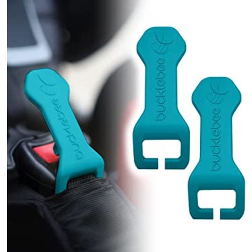 Bucklebee Easy Car Seat Buckle Release Aid for Children Unbuckle Car Seat Release Tool - Button Pusher - Opener for Nails - Buckle Release Tool (2 Packs Teal)