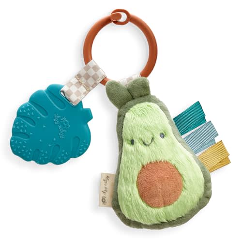 Itzy Ritzy Infant Toy & Teether - Itzy Pal Baby Teething Toy Includes Lovey, Crinkle Sound, Textured Ribbons & Silicone Teether Toy for Newborn (Avocado)