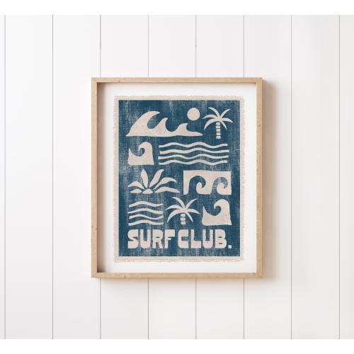 Beach Wall Art, Surf Club Canvas Tapestry, Nursery Flag, Coastal Decor Wall Banner