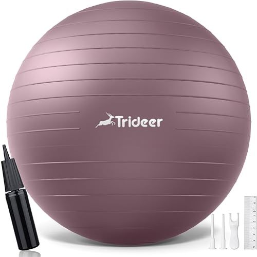 Trideer Yoga Ball - Exercise Ball for Workout pilates Stability - Anti-Burst and Slip Resistant for physical therapy, Birthing, Stretching & Core Workout, Office Ball Chair, Flexible Seating, Home Gym