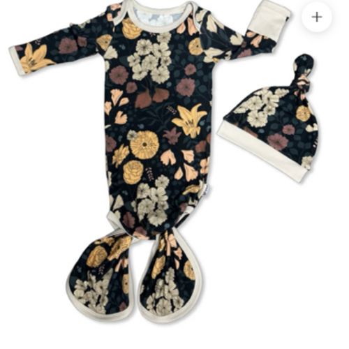 Hidden Garden Mini Ribbed Knotted Gown & Beanie