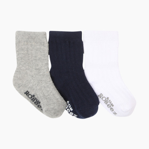 Robeez Socks (3 Pack) - Basics Grey, Black, White, 0-6 Months