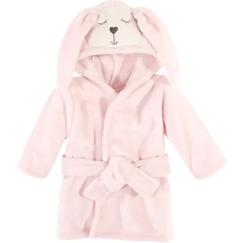 Hudson Baby Unisex Baby Plush Animal Face Bathrobe, Modern Bunny, 0-9 Months