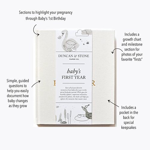 Baby First Year Book (Cream, 112 Pages) - Memory & Milestone Baby's First Year Photo Album from Pregnancy to First Year – Baby Book Keepsake Gift