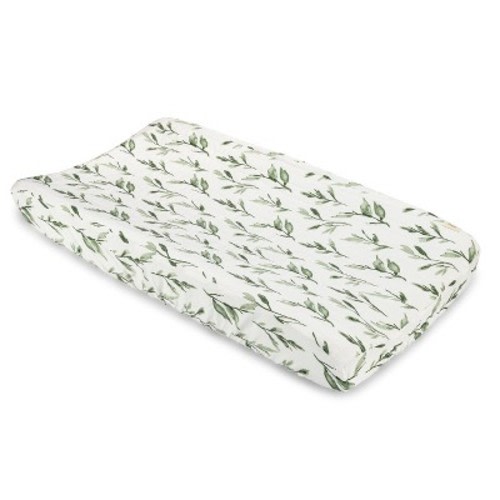 Crane Baby Cotton Quilted Changing Pad Cover, Color: Parker Leaf