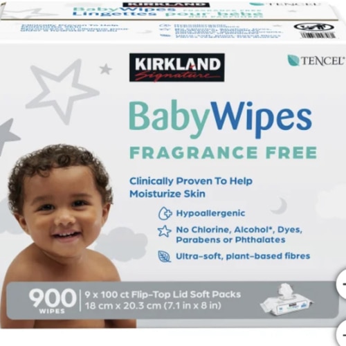 Kirkland Signature Baby Wipes, Fragrance Free, 9 Packs of 100