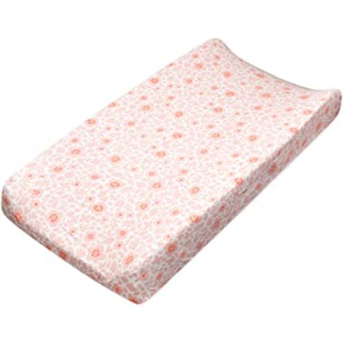 HonestBaby Girls Organic Cotton Changing Pad Cover, Peach Skin Papercut Floral, One Size