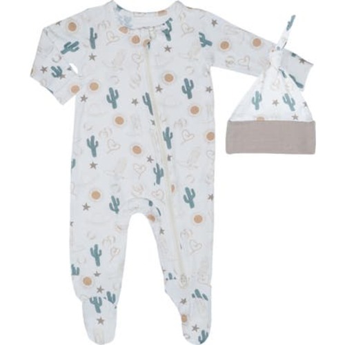 Seahorse Print Footie & Hat Set, 0-3M