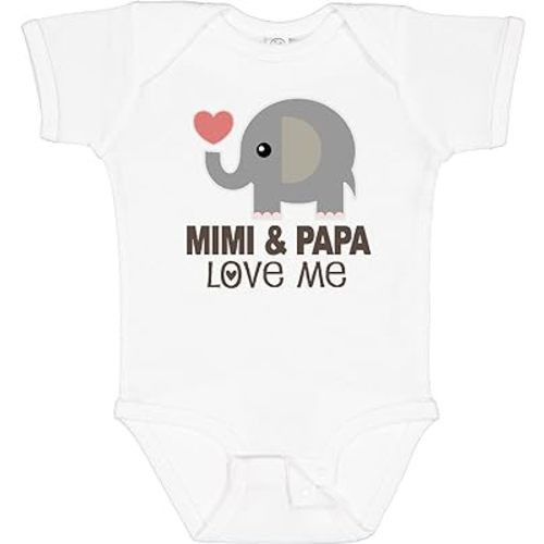 inktastic Mimi and Papa Love Me Elephant Baby Bodysuit