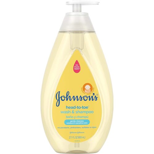 Johnson's Head-to-Toe Gentle Tear-Free Baby & Newborn Wash & Shampoo, Sulfate-, Paraben- Phthalate- & Dye-Free, Hypoallergenic Wash for Sensitive Skin & Hair, 27.1 fl. Oz
