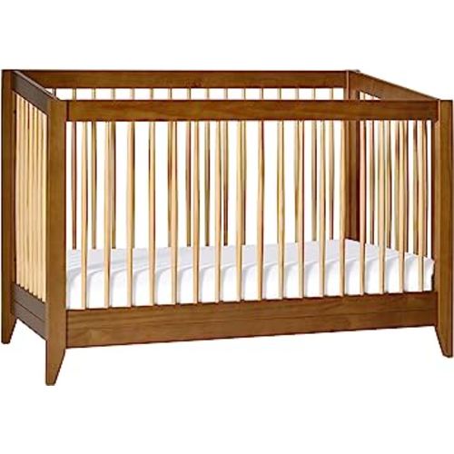 Babyletto Sprout 4-in-1 Convertible Crib with Toddler Bed Conversion Kit in Chestnut and Natural, Greenguard Gold Certified