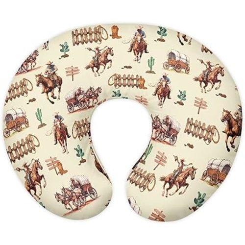 Western Cowboy Horse Nursing Pillow Cover for Boy Girl Breastfeeding Pillow Slipcovers Stretchable Newborn U-Shaped Breastfeeding Pillowcase Cushion Covers