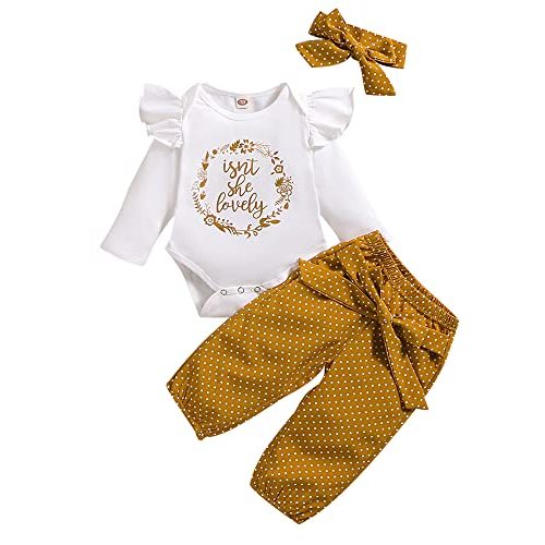 Infant Baby Girl Clothes Newborn Girl Outfit Long Sleeve Romper Pants Set Cute Baby Clothes for Girls Fall/Winter