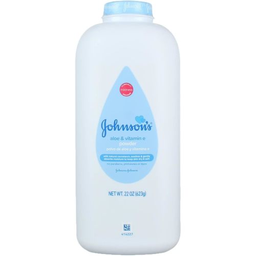 Johnson's Baby Powder, Pure Cornstarch, Aloe & Vitamin E, 22 Ounce (Pack of 3) - Packaging May Vary
