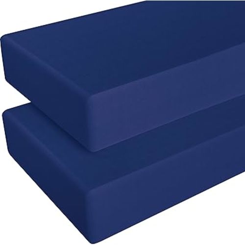 NTBAY 2 Pack 100% Brushed Microfiber Fitted Crib Sheet, Super Soft and Cozy 28x52 Crib Sheet for Standard Crib and Toddler Mattresses, Boys, Girls, Unisex, Navy Blue, 28x52 Inches