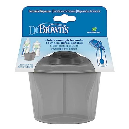 Dr. Brown's Baby Formula Dispenser with Snap-On Lid for On-The-Go Feedings,Milk Powder Dispenser for Traveling with Infant,Gray (Pack of 2)