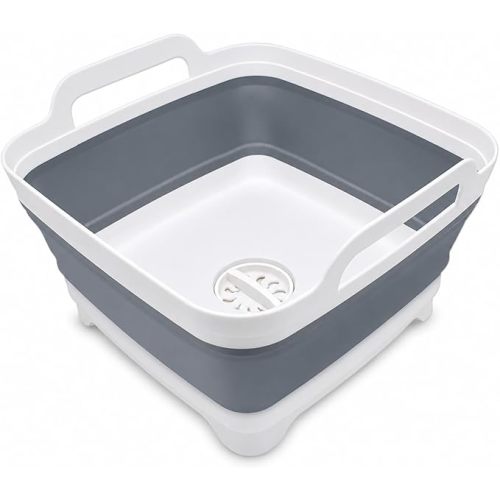 Collapsible Dish Basin with Drain Plug, Foldable Wash Basin 2.4 Gal (9L)