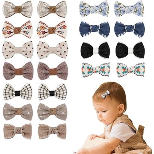 JESSCAT 22 Pcs Hair Clips for Girls with Bows Flower, Fully Lined Alligator Clips and Barrettes, Fabric Handmade Barrettes Hair Accessories for Girls Baby Infants Toddler Kids