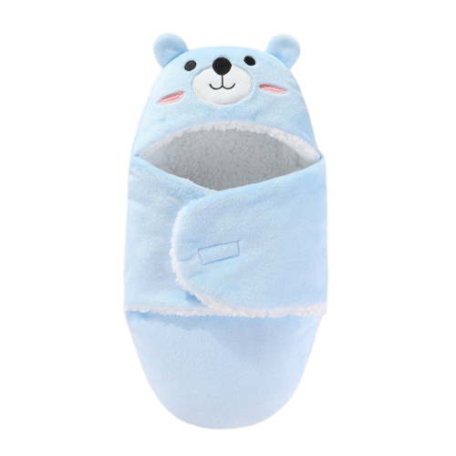 Baby Boys Girls Cartoon Printed Swaddle Wrap Sleeping Blanket Thick Cooton Warm Hoodie Swaddle Wrap Blue 3M 0 Months-3 Months