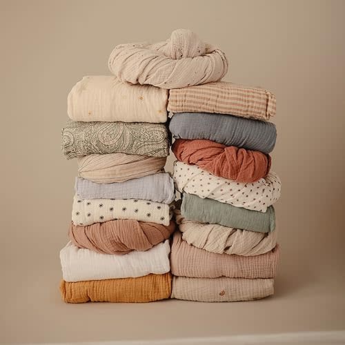 mushie Extra Soft Muslin Fitted Crib Sheet (Retro Stripes)