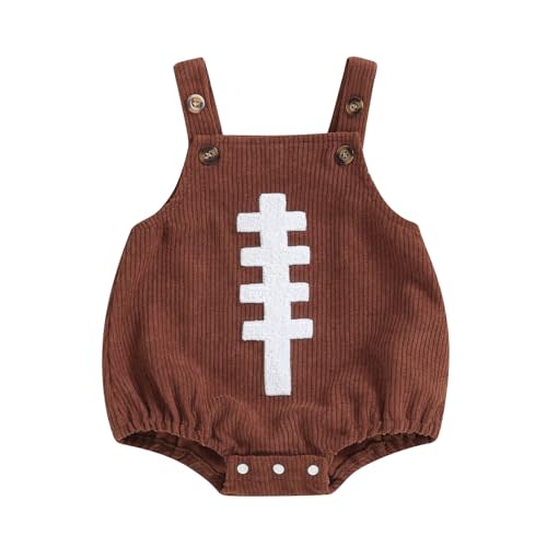 DNOMAID YZARC Newborn Baby Boy Girl Romper Football Embroidery Overalls Corduroy Strap Sleeveless Bodysuit Jumpsuit Outfit