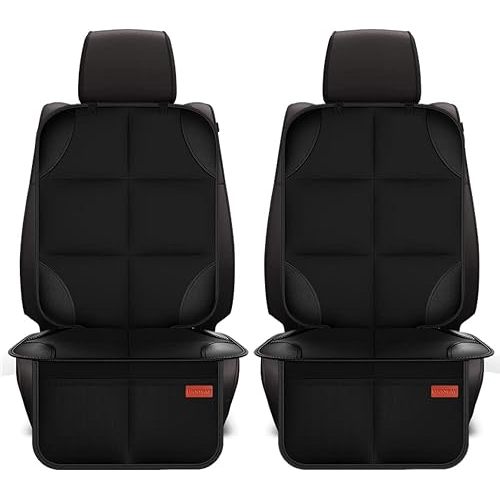 Luckybay Car Seat Protector, 2 Pack Kids Seats Protector XL Size with Thickest Padding and Non-Slip Backing, 2 Mesh Pockets, Durable, Waterproof 600D Fabric, PVC Leather for Baby, Kids, Pet (2 Pack)