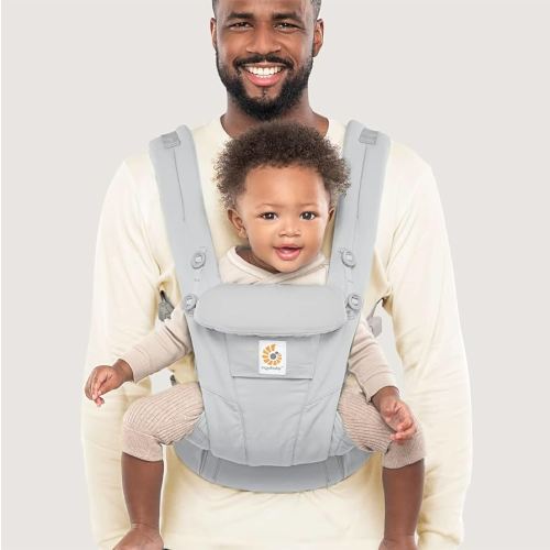 Ergobaby Omni Dream All Carry Positions SoftTouch Cotton Baby Carrier with Enhanced Lumbar Support (7-45 Lb), Pearl Grey