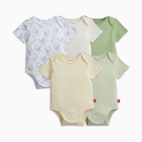 Magnetic Me Organic Cotton Magnetic Bodysuit 5 Pack Bundle - Pastel Assorted, Newborn