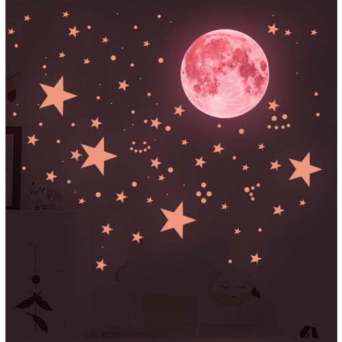 Glow in The Dark Stars for Ceiling,Glow in The Dark Stars and Moon Wall Decals, Ceiling Stars Glow in The Dark Kids Wall Decors, Perfect for Kids Nursery Bedroom Living Room