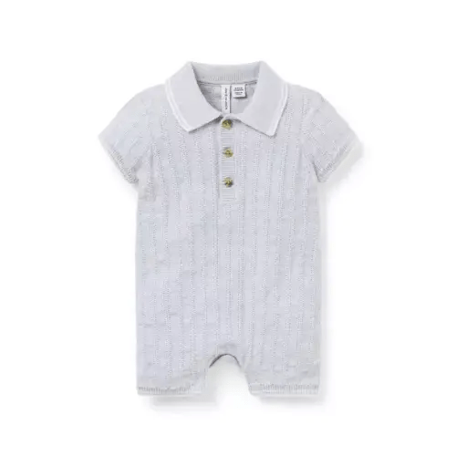 Earl Grey Heather Baby Collared Knit Romper by Janie and Jack