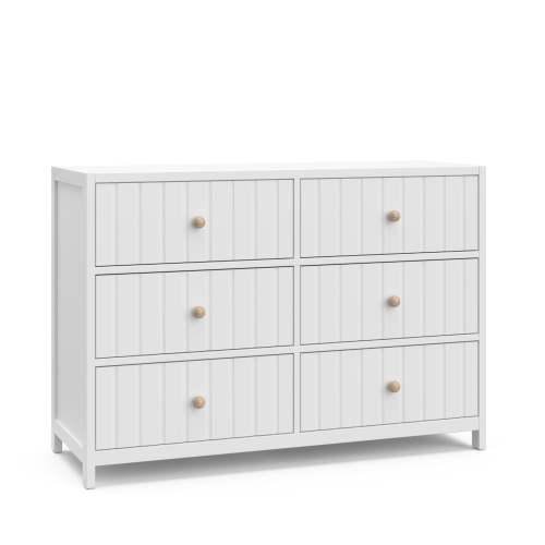 Teddi® 6 Drawer Dresser with Customizable Knobs - White