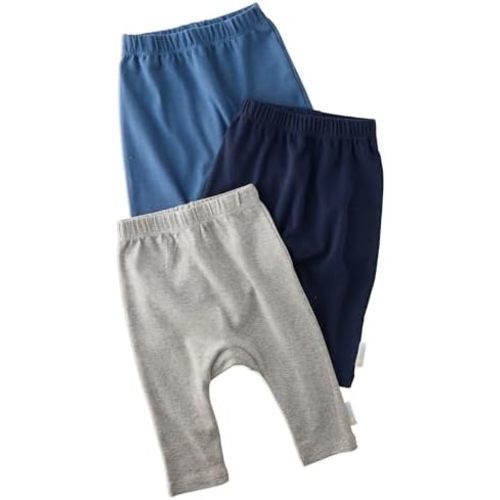 Butterblu Harlowe 3-Pack Pants 100% Organic Cotton for Baby Boys & Girls, Blue, 0-3 Months