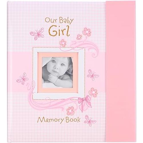Christian Art Gifts Girl Baby Book of Memories Pink Keepsake Photo Album | Our Baby Girl Memory Book | Baby Book with Bible Verses, The First Year
