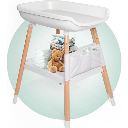 Deluxe Diaper Changing Table - Portable Baby Changing Station & Organizer, Nursery Furnitue Tables with Storage Shelf and Changing Pad Included