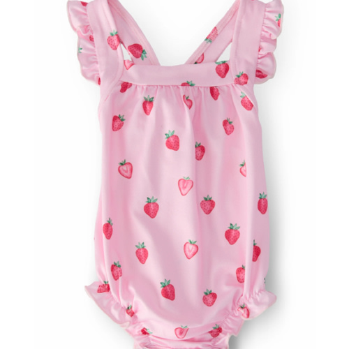 Sweet Strawberries Ruffle Cross Back Romper | Mila & Rose