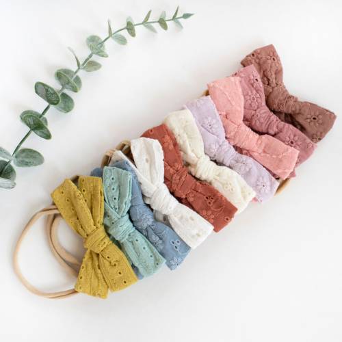 10 Pack Baby Bow Headbands - baby bows, bow set, baby girl bow, baby headband, embroidered bows, large baby bows, baby gift, bow set, bows