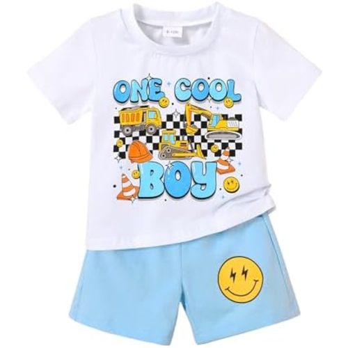 Happy Down Baby Boy Summer Clothes One Happy Dude 1st Birthday Outfits Smile Cool Short Sets