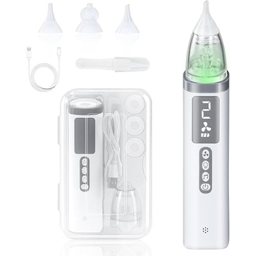 TopQuaFocus Baby Nasal Aspirator, Electric Nose Sucker Waterproof, Ideal Nasal Suction for Babies and Toddlers - Quick Sinus Relief - Adjustable Suction Power Level, Nose Cleaner
