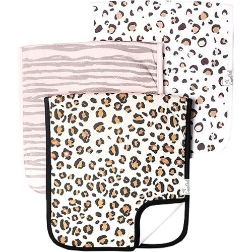 Copper Pearl Premium Baby Burp Cloths - 3-Pack Large Cotton Burp Cloths, Extra Soft Spit Up Rags with 3 Absorbent Layers, Perfect for Baby Boy and Baby Girl Gifts (21" x 10" Size, Zara Set)