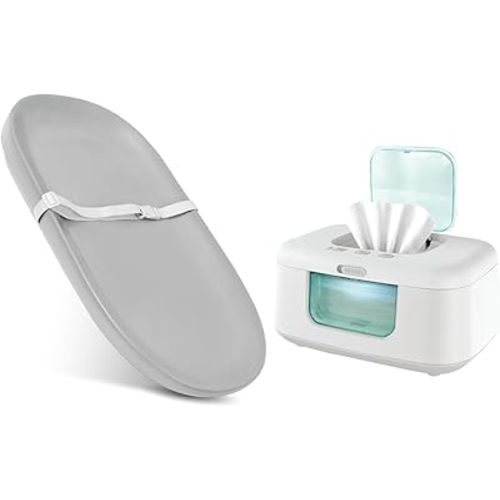 Waterproof Baby Changing Pad (Gray) & TinyBums Baby Wipe Warmer Jool Baby