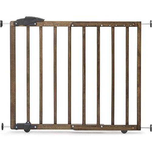 Dreambaby 27.5-41" Nottingham Rustic Wooden Baby Gate for Stairs and Doorways - Two Mount Options: Drill-in Walk Through or No Screw Barrier - Farmhouse Style for Kids and Pets