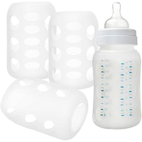 4pcs Nursery Bottle Cover Silicone Bottle Case - Silicone Sleeve for Glass Bottle - Feeding Bottle Sleeves Feeding Bottle Cover White Protection Cap Glass Sleeves Protector Glass