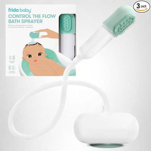 Frida Baby Control The Flow Bathtub Sprayer Attachment for Baby Bathtub, Shower Head with Scalp Massager, Control Waterflow with 2 Pressure Modes