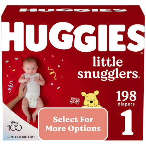 Huggies Little Snugglers Baby Diapers, Size 1 (8-14 lbs), 198 Ct