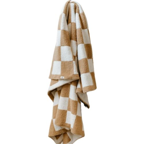 forever french Baby Plush Blanket | for Infant Toddler and Newborn | Receiving Blanket | 100% Microfiber Feather Yarn | Soft Warm Cozy for Crib Stroller & Travel | 45"x45" (Checkerboard)