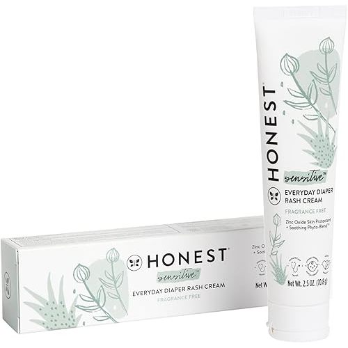 The Honest Company Hypoallergenic Diaper Rash Cream | Moisturizing + Calming Zinc Oxide Ointment | NEA Recognized, Cruelty Free | 2.5 oz